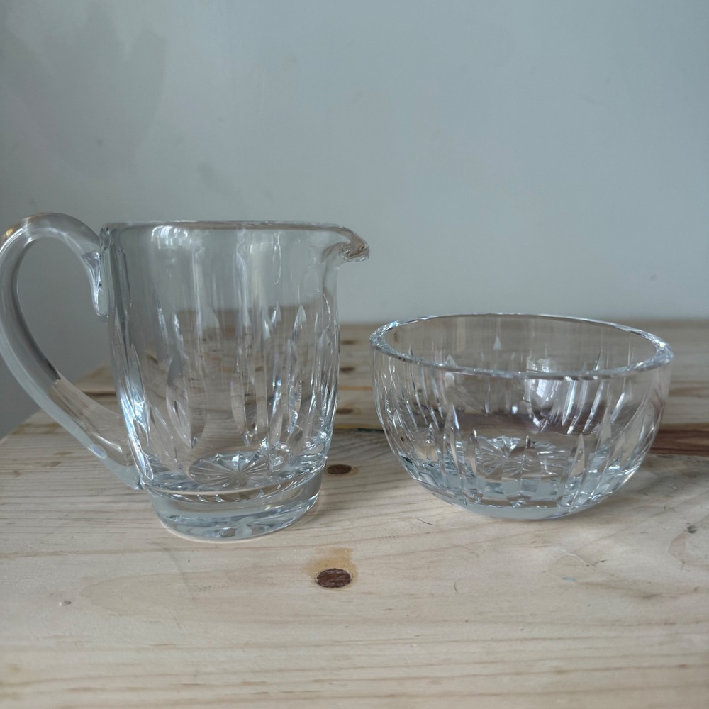 Waterford Crystal Creamer & Open Sugar Bowl Set Cut Lead Crystal Ireland